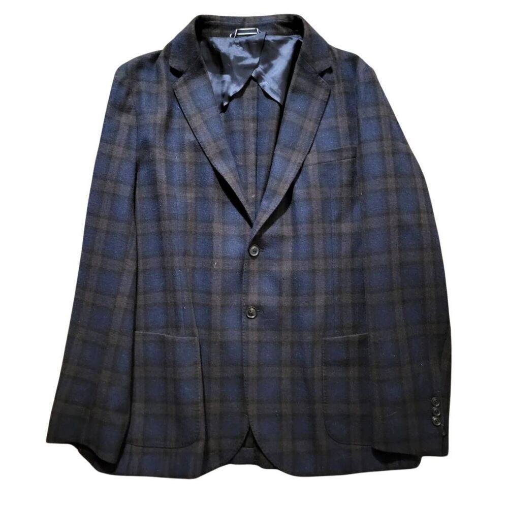Gant Blazer Jacket Men's 42 Check Italian Wool Flannel Slim Fit Two Button